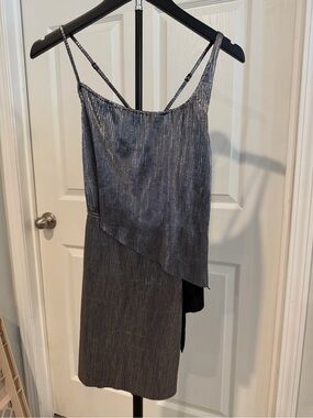 Lovers + Friends Silver Asymmetrical Slip Dress